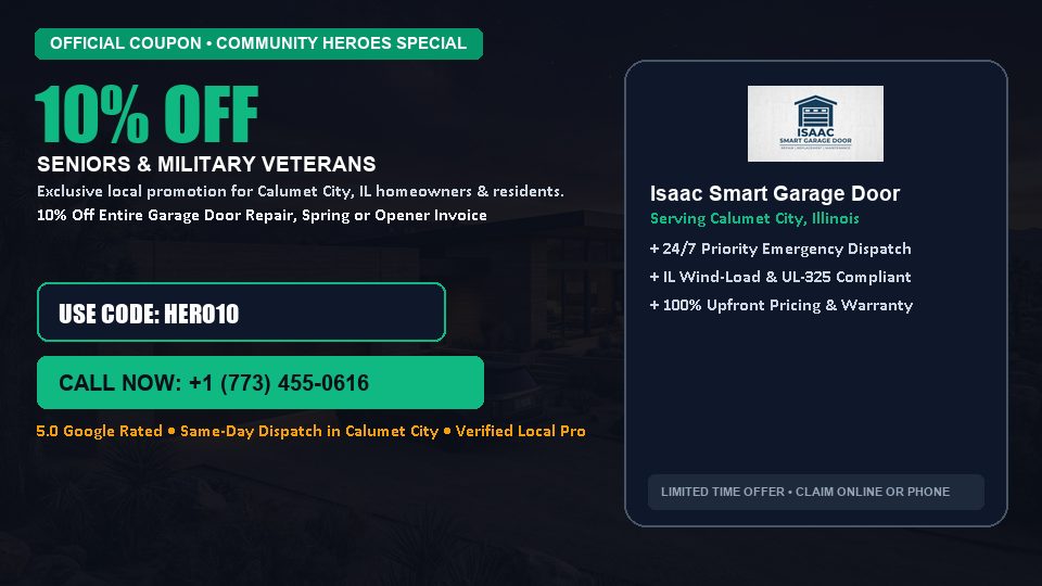 Isaac Smart Garage Door 10% OFF Seniors & Military Veterans in Calumet City, IL